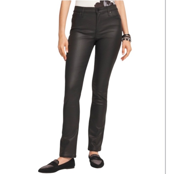 Chico’s Coated Slim Leg Waxed Jeans Jeggings Black Stretch Chico’s 3 is Size 16 - Picture 10 of 10